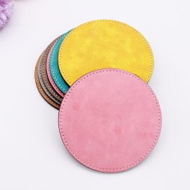 Sublimation Blanks Round Coasters 4X4 Inch Pu Leather Supplies Heat Transfer Cup Mat Christmas Ornaments 6 Pieces