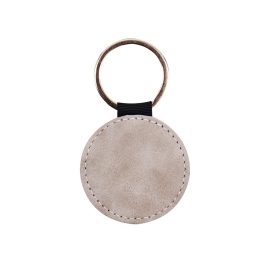 Grey Keychain Leather Round Keyring Personalised -Millantech