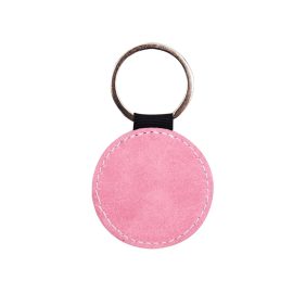 Millantech-Pink Keychain Leather Round Keyring Personalised