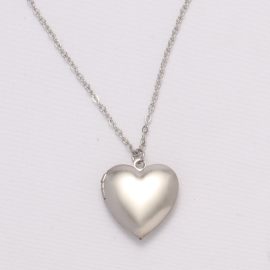 Silver Heart Locket Necklace-Millantech