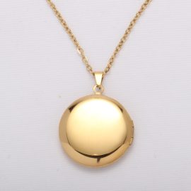 Gold  Round Locket with Chain-Millantech